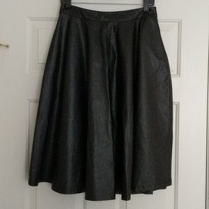 Faux leather a-line high waist skirt